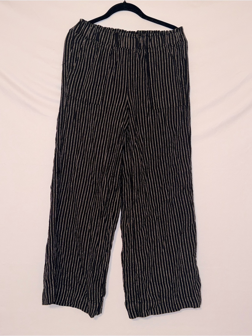 Time and Tru Black Pinstripe Elastic-Waist Chinos